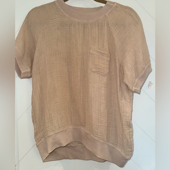 Stateside Raglan Ringer Gauze Cotton Blush Short Sleeve top shirt medium $110 - Picture 5 of 9